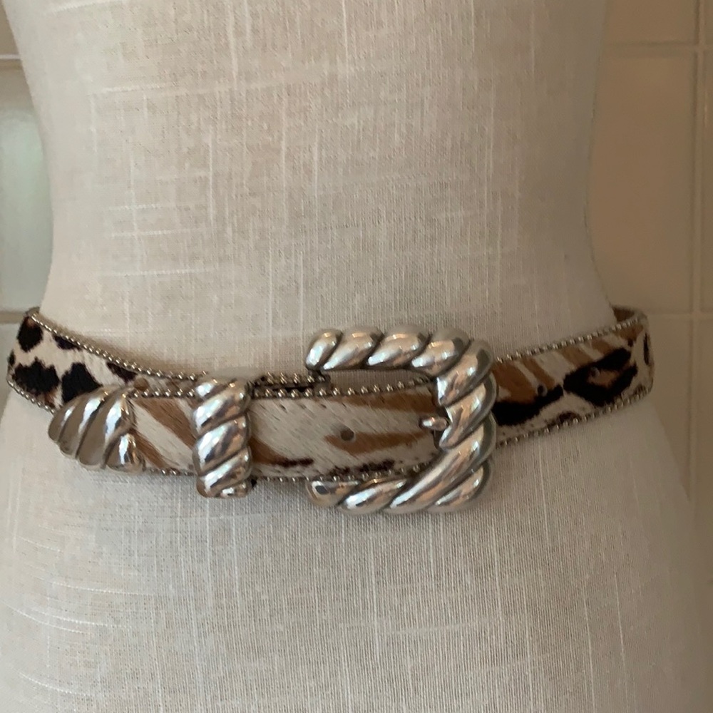 Southwestern style faux animal hair belt - size M